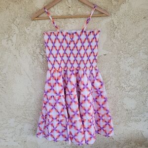 Janie and Jack Sundress Dress Size 18 Tie Dye Smocked Orange Purple Lined New